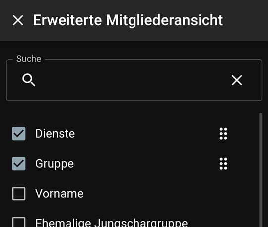 Erweiterte Mitgliederansicht